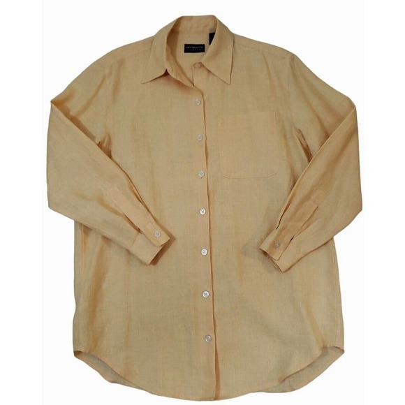 Liz Claiborne ~Woman Size S~ Yellow 100% Linen Shirt Blouse Boho/Beach Tunic. - Picture 6 of 16
